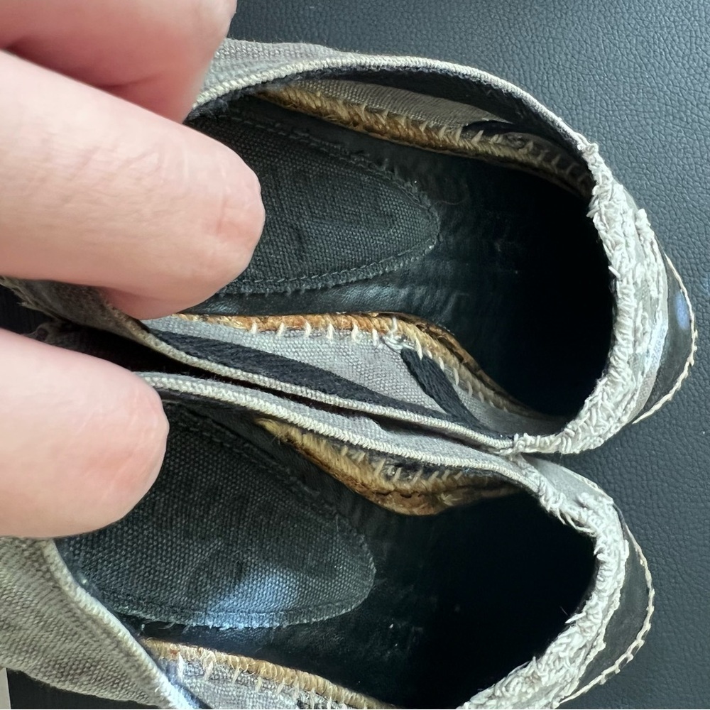 Chanel Gray Black Colorblock Interlocking CC Logo Canvas Espadrilles Slip Shoes - Picture 10 of 11
